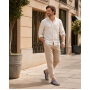 Sandale bărbătești gri din piele naturală cu închidere velcro și talpă confortabilă GKR47GB